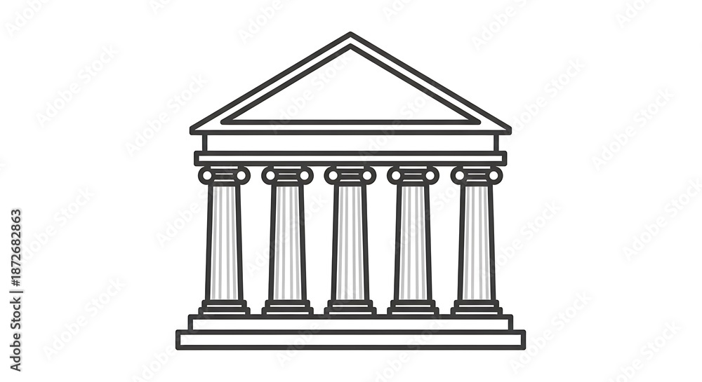 Obraz premium Classic Greek Temple Facade with Ionic Columns and Pediment.