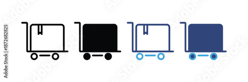 Shopping Cart with Delivery Box Icon Set for Ecommerce Shipping UI Vector