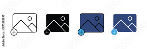 Image Upload Icon Set for Photo Gallery and Media Management UI Vector