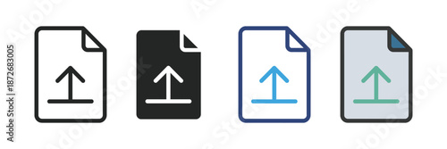 File Download Document Icon Set for Data Export and Cloud Storage UI Vector