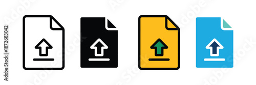 File Upload Document Icon Set for Data Transfer and Cloud Storage UI Vector