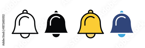 Notification Bell Icon Set for Alert Reminder and App Interface UI Vector