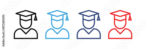 Graduate Student Icon Set with Mortarboard, Education and Academic Profile UI Vector