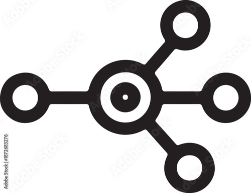 Abstract Connectivity Icon Representing Network Nodes, Digital Infrastructure, Data Distribution, and Centralized Communication Hub in Modern Minimalist Style