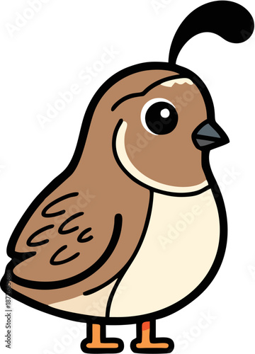 Brown Cartoon Bird Illustration.