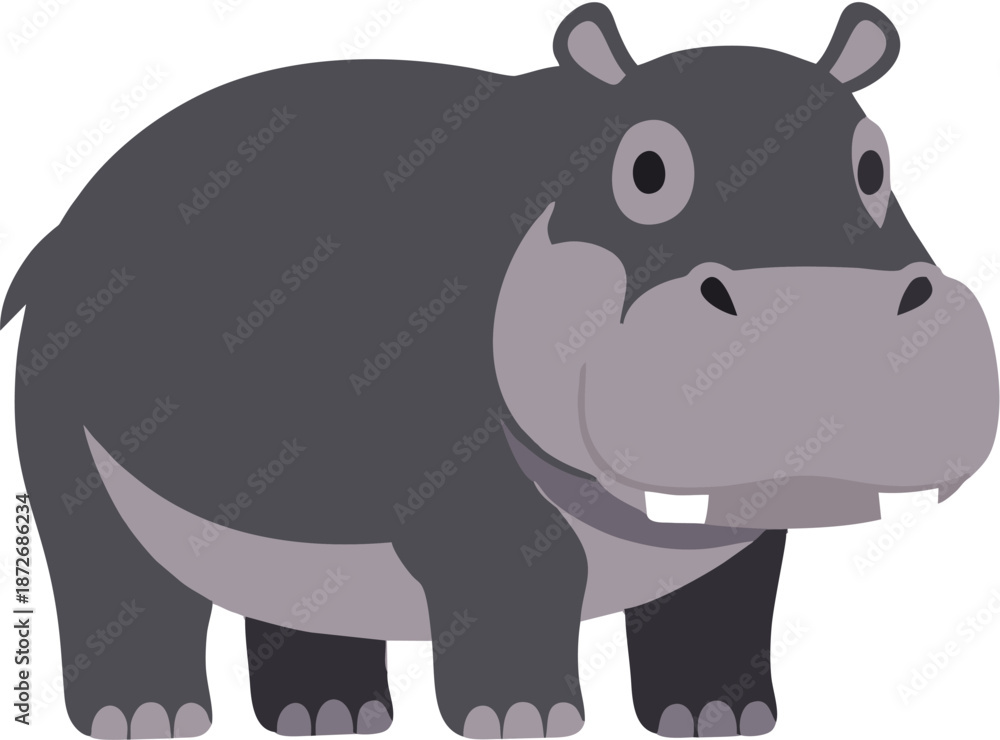 Obraz premium Cartoon Hippo Animal Illustration.