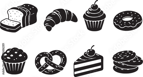 Bakery and Dessert Icons Set eps