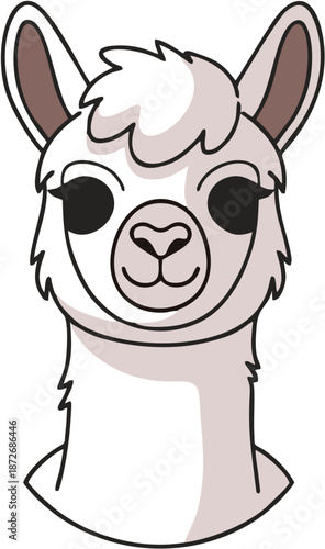 Cartoon llama head portrait.