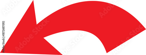 A red arrow points towards the left, indicating direction and movement. The arrow is rendered in a modern, clean style, suitable for various uses.