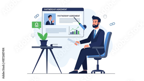 Business Partnership Agreement Presentation, Man Shaking Hands, Meeting