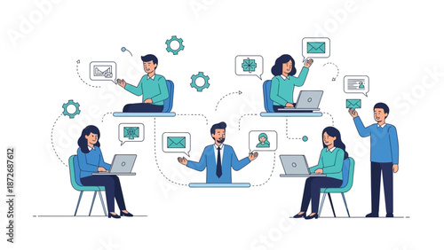 Teamwork and Collaboration Concept: Diverse People Working Together Remotely