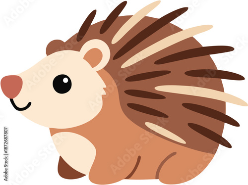 Cute Cartoon Hedgehog Character.