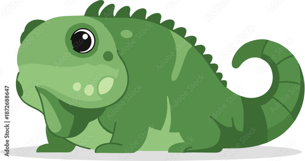 Fototapeta premium Green Cartoon Chameleon Character.