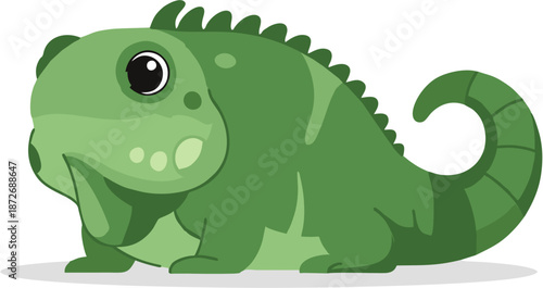Green Cartoon Chameleon Character.
