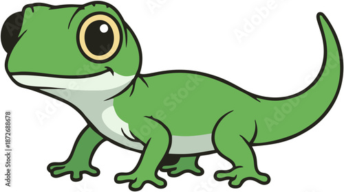 Green Cartoon Lizard Illustration.
