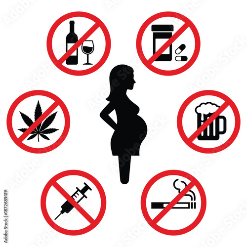 Protecting new life pregnancy health warning signs depicting substances to avoid during gestation