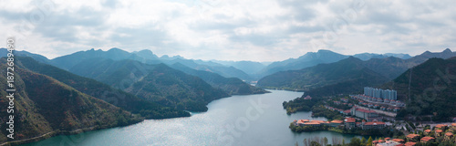 Wallpaper Mural Aerial view of mountain lake scenery in autumn Torontodigital.ca