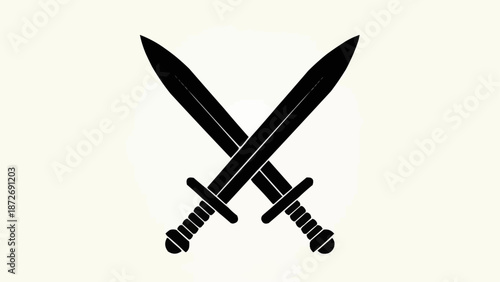 Two Crossed Swords Silhouette Icon Symbol.