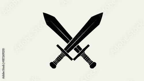 Two Crossed Swords Silhouette Icon Symbol.