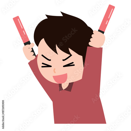 推しを応援する男の子のイラスト