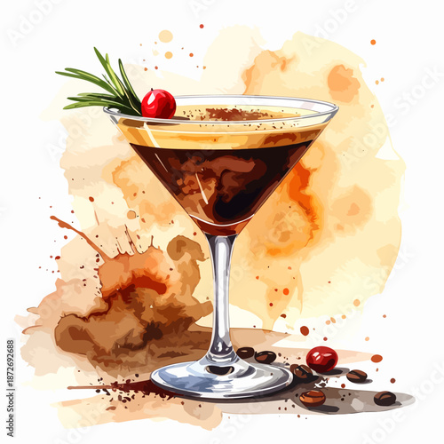 Espresso Martini Cocktail with Garnish and Spices.