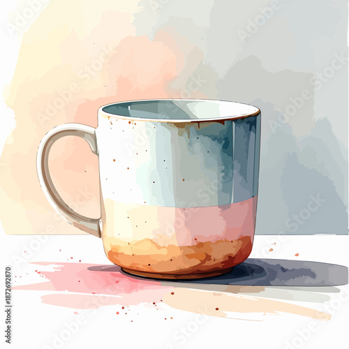 Watercolor Painting of Coffee Mug.