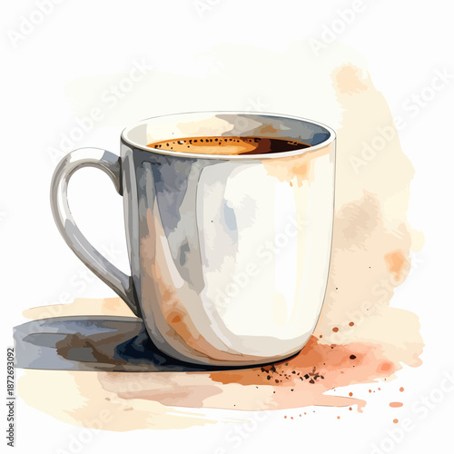 White Coffee Mug with Coffee Inside.