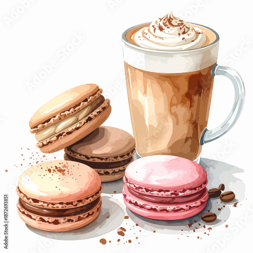 french macaroons and coffee