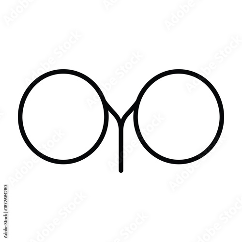 A simple illustration of black framed eyeglasses a minimalistic design with circular lenses and bridge