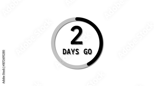 Counting from 0 to 5 days timer animation.  counter timer number animation. timer number on white background.