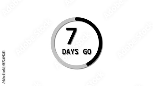 Counting from 0 to 16 days timer animation.  counter timer number animation. timer number on white background.