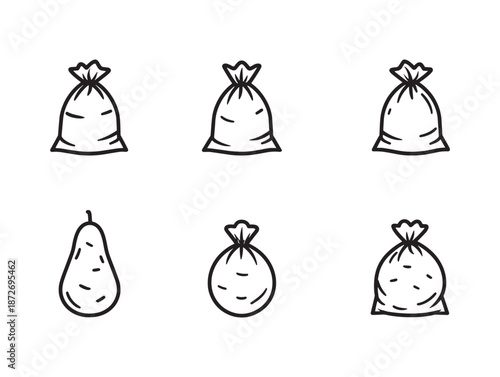 Sack of potatoes waiting for market