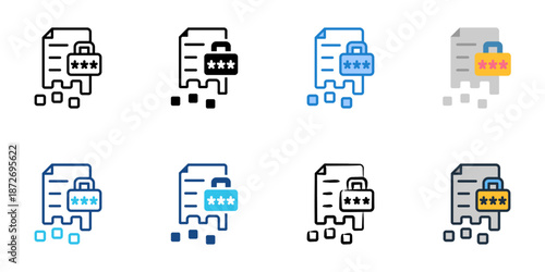 Data Encryption icons set multiple style collection. Editable stroke 
