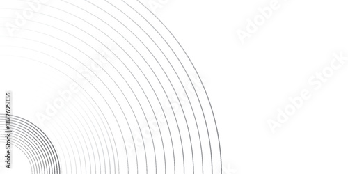 White abstract background with circular lines, technology futuristic template. Vector illustration