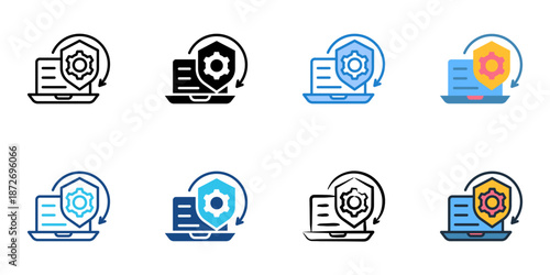 Antivirus Software icons set multiple style collection. Editable stroke 
