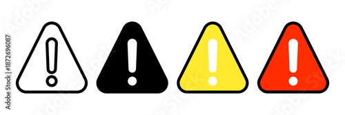 Exclamation marks caution alarm set with danger signs and attention symbols, isolated style suitable for warning, alert, safety, and notification design concepts.