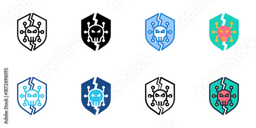 Cyber Threat icons set multiple style collection. Editable stroke 
