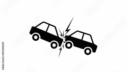 Two Cars Colliding in a Traffic Accident Illustration.