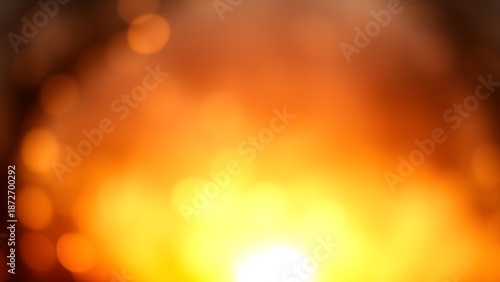Soft glowing orbs of warm yellow light create a cozy and dreamy sunset ambiance.
