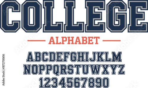 Bold Blue and Gray College Alphabet Font Display letters