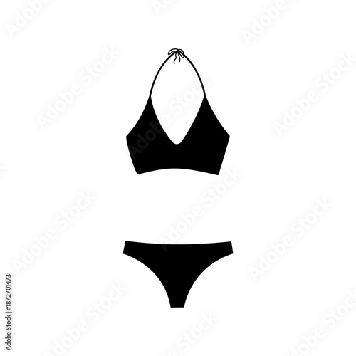 Swimming black suits and bikini icon isolated on white background.