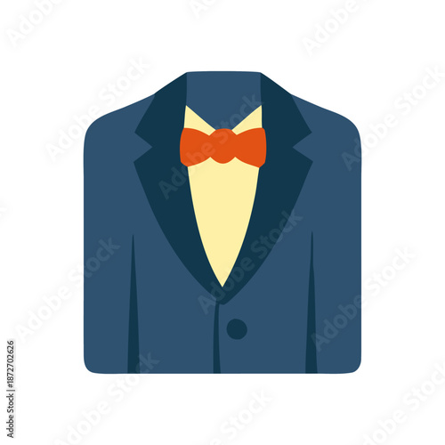 Groom suit a dapper blue tuxedo with bowtie and yellow shirt is an elegant wedding ensemble. Ideal for wedding related designs and advertisements.