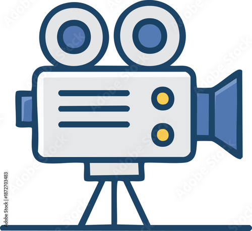 Minimal line icon of a movie camera or video recording device