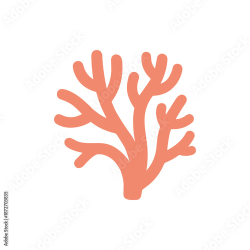 Vibrant minimalist vector illustration of a branching coral, capturing the essence of marine life and underwater ecosystems, ideal for various digital and print design applications