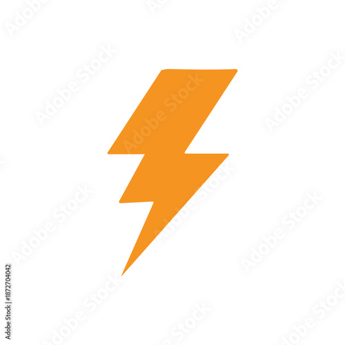 Striking and bold orange lightning bolt graphic, a potent symbol for immediate power, electrical energy, fast performance, sudden inspiration, and dynamic responsiveness in digital designs