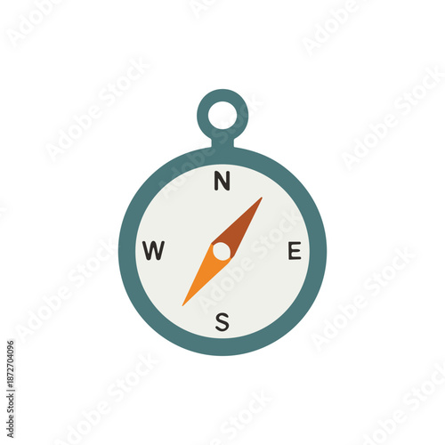 Illustration of a navigational compass with a circular dial and a needle pointing north, symbolizing direction and guidance for travel or exploration