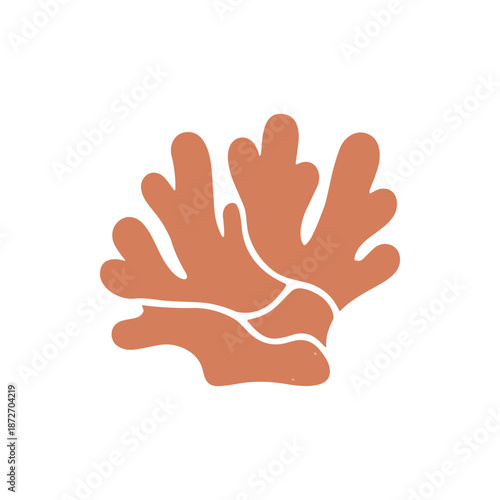 Elegant modern flat design illustration of an organic coral or aquatic plant, capturing marine flora beauty for creative projects and nature-themed applications