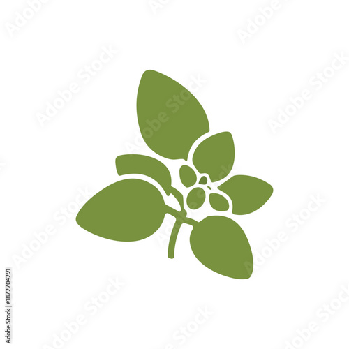 Fresh green herb sprig icon, symbolizing natural flavors and healthy cuisine ingredients