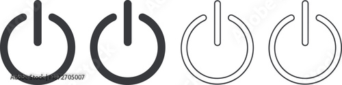 Four power buttons in black and white with different line styles