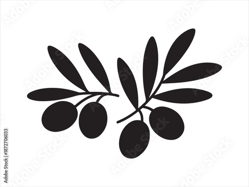 Olive branch. Vector branch, Olive Branch with  leaves Silhouette Illustration